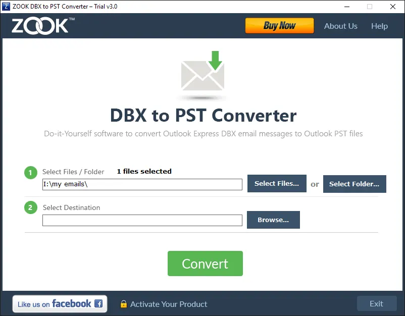 select DBX files